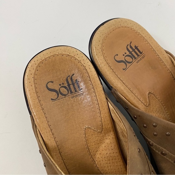 Sofft Brown Leather slip on embellished mules western rodeo - Picture 4 of 6